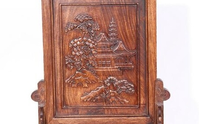 A CARVED HUANGHUALI TABLE SCREEN