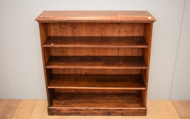 A CARVED TIMBER BOOKSHELF (A/F) (H106 X W116 X D33 CM) (LEONARD JOEL DELIVERY SIZE: LARGE)