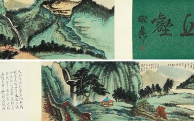 A CHINESE LANDSCAPE PAINTING ON PAPER, HANDSCROLL, ZHANG DAQIAN MARK