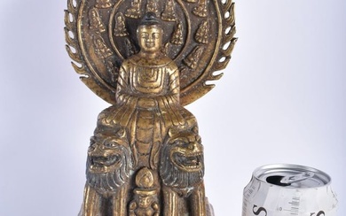 A CHINESE TIBETAN BRONZE FIGURE OF A SEATED BUDDHA 20th Century. 28 cm x 12 cm.