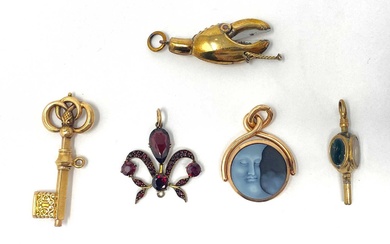 □ A COLLECTION OF FOUR FOBS, LATE 19TH CENTURY