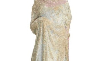A Canosan terracotta female figure, circa 3rd century BC, with traces of blue, pink and purple pigment remaining, on square mount, 31cm. high Provenance: Private family collection formed in the 1970s gifted to the present owner in 2018