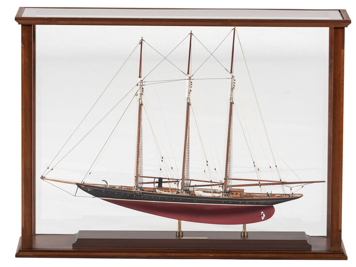 A Cased Scale Model of a Three-Mast Ship