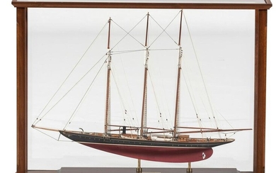 A Cased Scale Model of a Three-Mast Ship