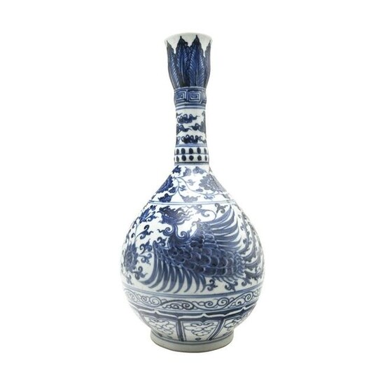 A Chinese Blue and White Phoenix Vase.