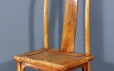 A Chinese Elm Yoke Back Side Chair, with shaped...