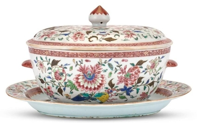 A Chinese Enameled Export Porcelain Tureen and