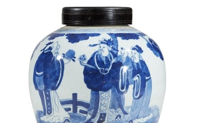 A Chinese blue and white "Sanxing" jar, 19th century