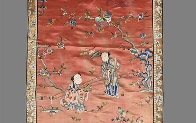A Chinese silk 'Hundred Boys' wall hanging