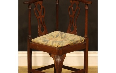 A Chippendale Revival mahogany child’s corner chair, shaped ...