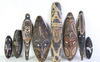 A Cultural Decorative Mask Collection Various Sizes (H Smallest 35cm H Tallest 65cm)