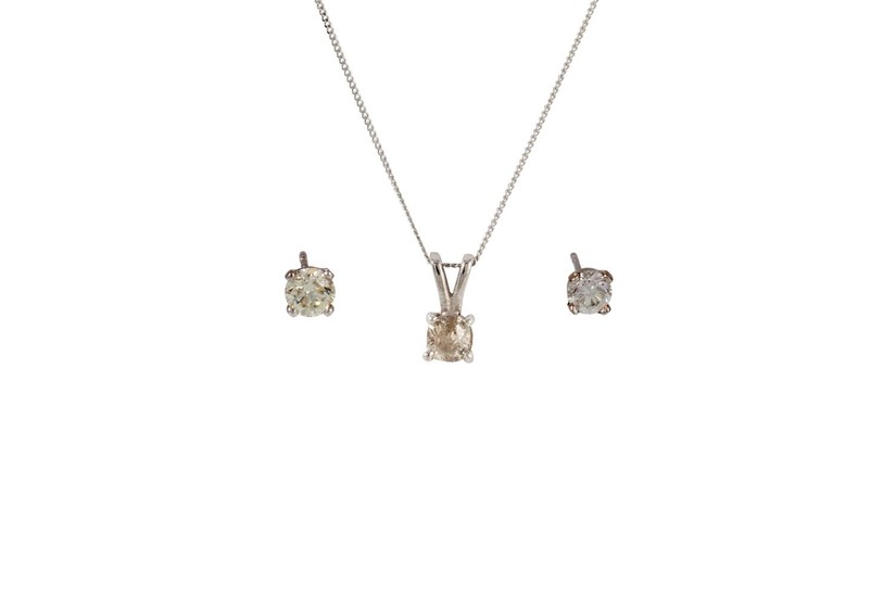 A DIAMOND SUITE, comprising of an old cut diamond pendant, o...