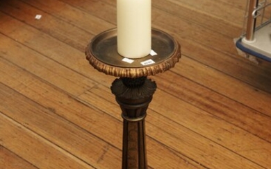 A FLORENTINE STYLE COLUMNAR CANDLE HOLDER, PAINTED AND PATINATED RESIN, 58 CM HIGH, LEONARD JOEL LOCAL DELIVERY SIZE: SMALL