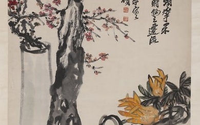 A FLOWERS PAINTING BY WU CHANGSHUO.吳昌碩