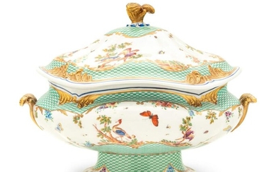 A French Painted and Parcel Gilt Porcelain Tureen