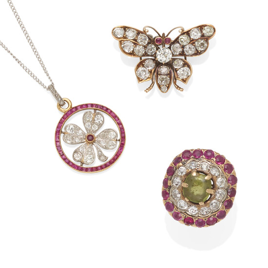 A GROUP OF GOLD, GEM-SET AND DIAMOND JEWELRY