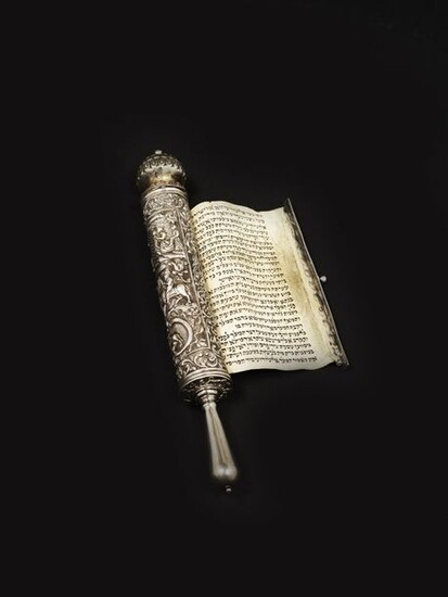 A Galician silver Esther Scroll caseLate 18th centuryA very elaborate...