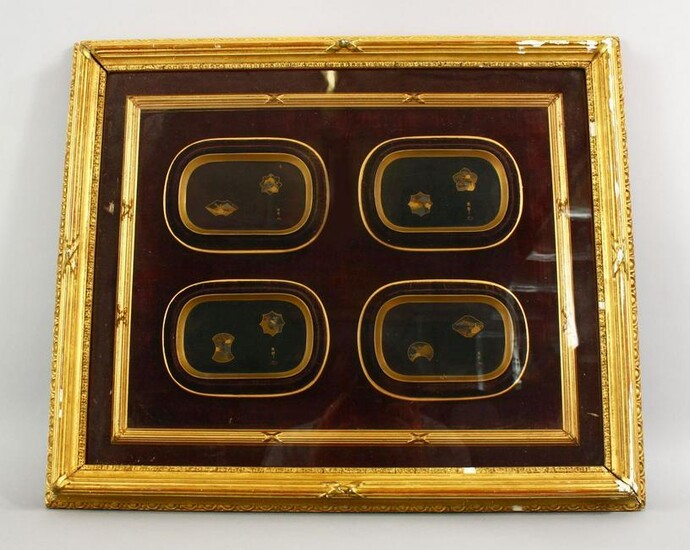 A JAPANESE MEIJI / TAISHO LACQUER FRAMED PANELS IN THE