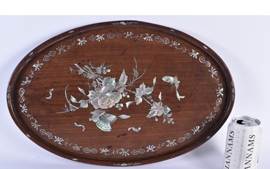 A LARGE 19TH CENTURY CHINESE MOTHER OF PEARL INLAID HARDWOOD...