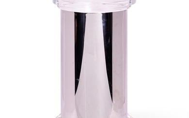 A LUCITE AND STEEL WRAPPED PEDESTAL, CIRCA 1970