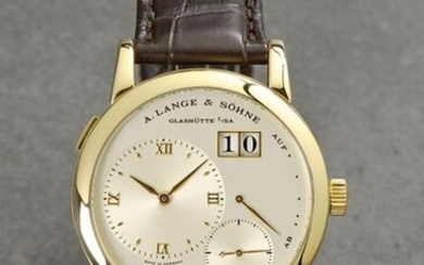 A. Lange & Söhne, Glashütte i/SA, "LANGE 1", Movement No. 1503, Case No. 112006, Ref. 101.021, Cal. L901.0, 38,5 mm, circa 1996 An elegant Glashuette wristwatch, with Lange oversized date and power reserve indicator - with A. Lange & Söhne Proof of...