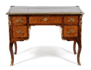 A Louis XV Style Gilt Metal Mounted Parquetry Desk