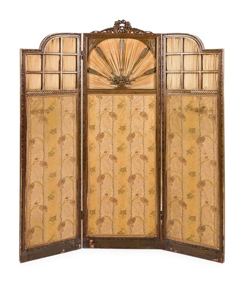A Louis XVI Style Carved Three-Panel Floor Screen