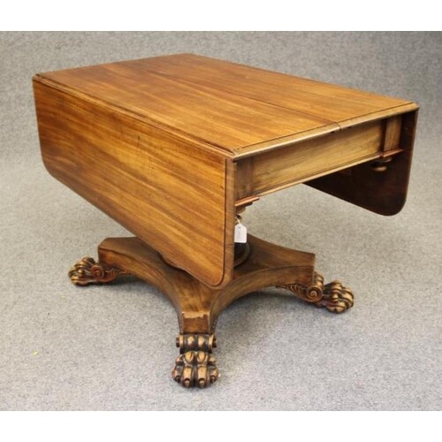 A MAHOGANY BREAKFAST TABLE, early Victorian, of rounded oblo...