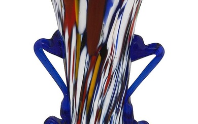 A Murano Fratelli Toso Millefiori twin handle 'Carnivale' vase c.1920