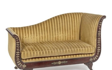 A Napoleon III French mahogany venereed dormeuse
