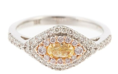 A Natural Yellow & White Diamond Ring in 18K
