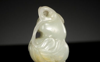 A PALE CELADON JADE 'DOUBLE GOURD' PENDANT, QING DYNASTY