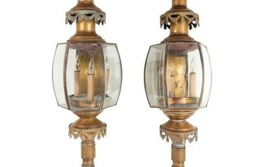 A Pair of Continental Brass Carriage Lanterns