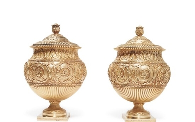 A Pair of Regency Silver-Gilt Sugar Vases and Covers, Benjamin Smith II and Benjamin Smith III, London, Retailed by Green, Ward and Green, 1816
