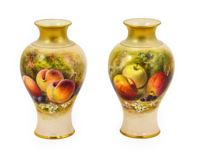A Pair of Royal Worcester Porcelain Vases, by William Ricketts, 1922