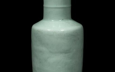 A Pale Celadon Glazed Porcelain Rouleau Vase