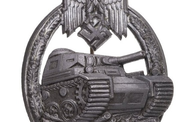 A Panzer Assault Badge in silver 3rd grade for 50 combat days made by Brehmer