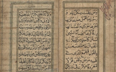 A Qur'an section, India, 17th century, 23ff. Arabic manuscript on...