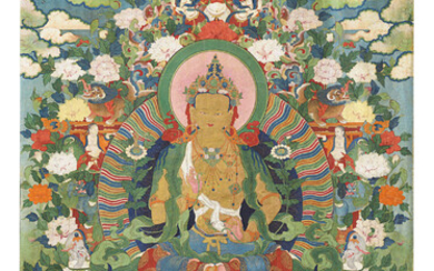 A RARE IMPERIAL PAINTING OF VAJRAPANI CHINA, CHENGDE STYLE, 18TH CENTURY