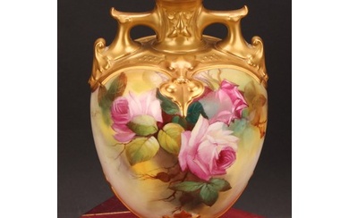A Royal Worcester ovoid vase, painted by R Austin, signed, w...