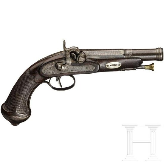 A Spanisch percussion pistol by Bacarian, dated 1857