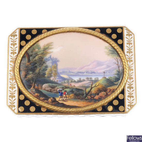 A Swiss gold and enamel snuff box, circa 1815, by