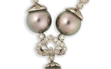 A Tahitian South Sea pearl, diamond and eighteen karat