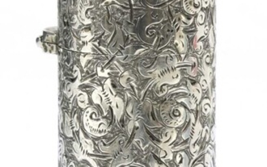 A Victorian sterling silver cylindrical scent bottle, by Sampson Morden & Co