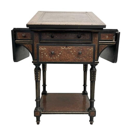 A Victorian walnut and ebonised aesthetic movement writing c...