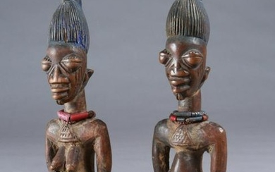 A Yoruba Pair of Twin Figures, "ere ibeji"