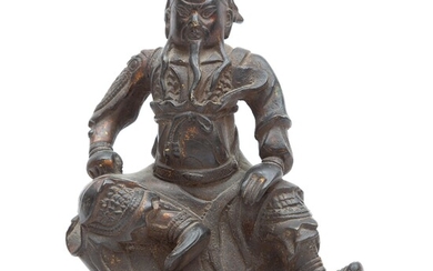 A bronze seated figure of Guandi