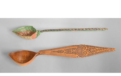 A carved and pierced pearwood sherbet spoon, qashuq, ascrib...