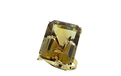 A citrine dress ring, claw set octagonal faceted citrine, approximately 12.75 x 17.2mm, estimated