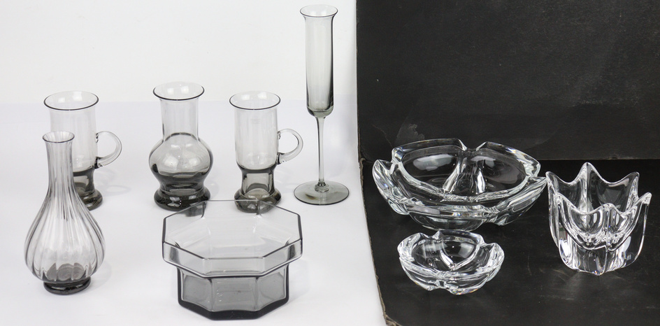 A collection of Orrefors (Sweden) and Wegwood (England) 'Brutus' crystal...
